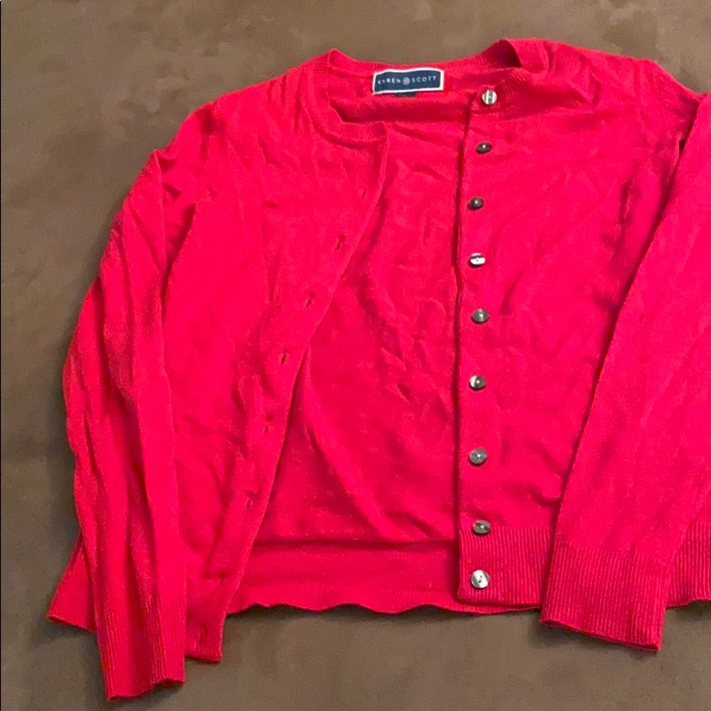 red karen scott cardigan